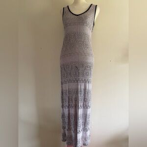 Maurices Sheer Lace Sleeveless Maxi Dress in Light Gray/purple vintage y2k